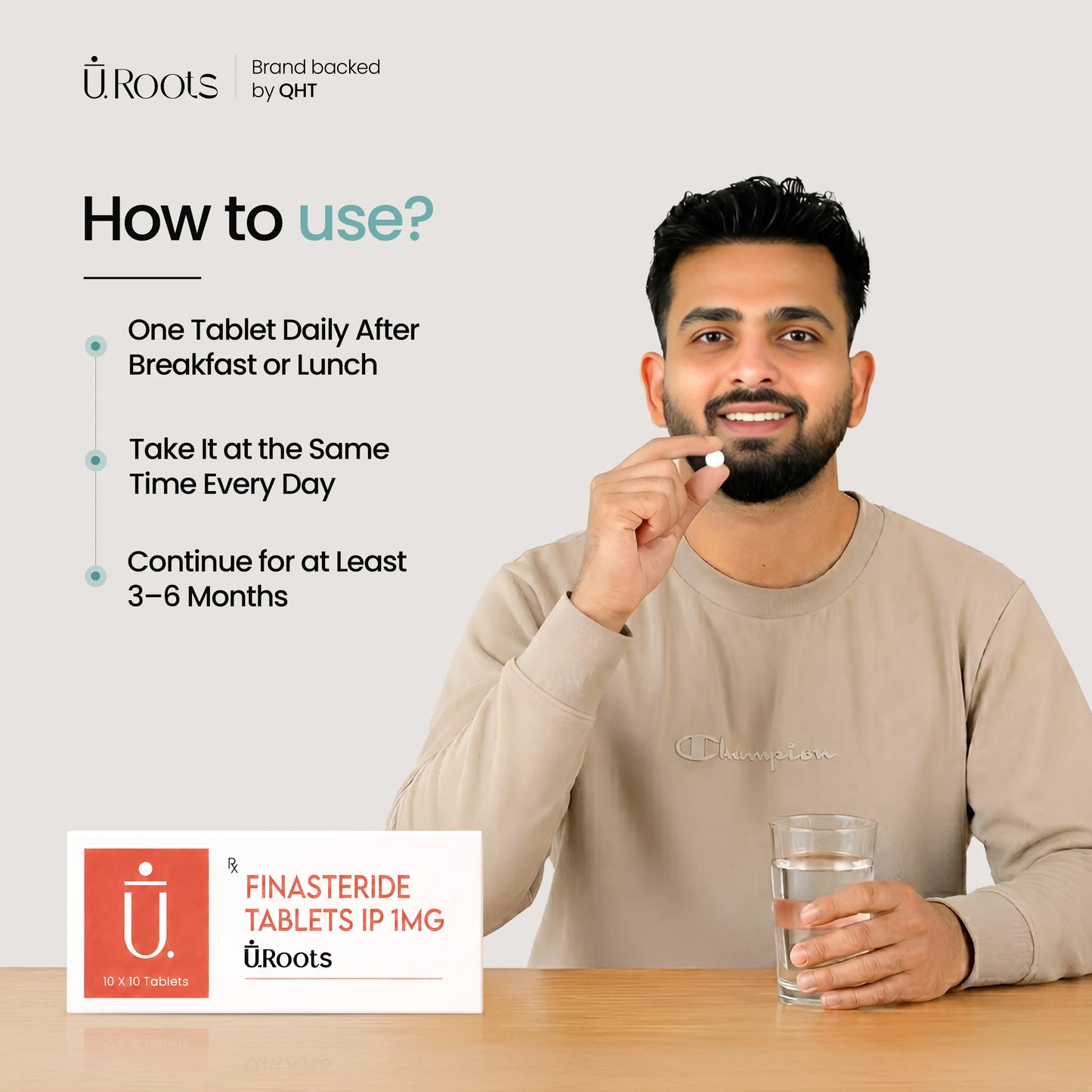 URoots Finasil | DHT Blocker Tablets | Finasteride 1mg | 30 Pack | For Men