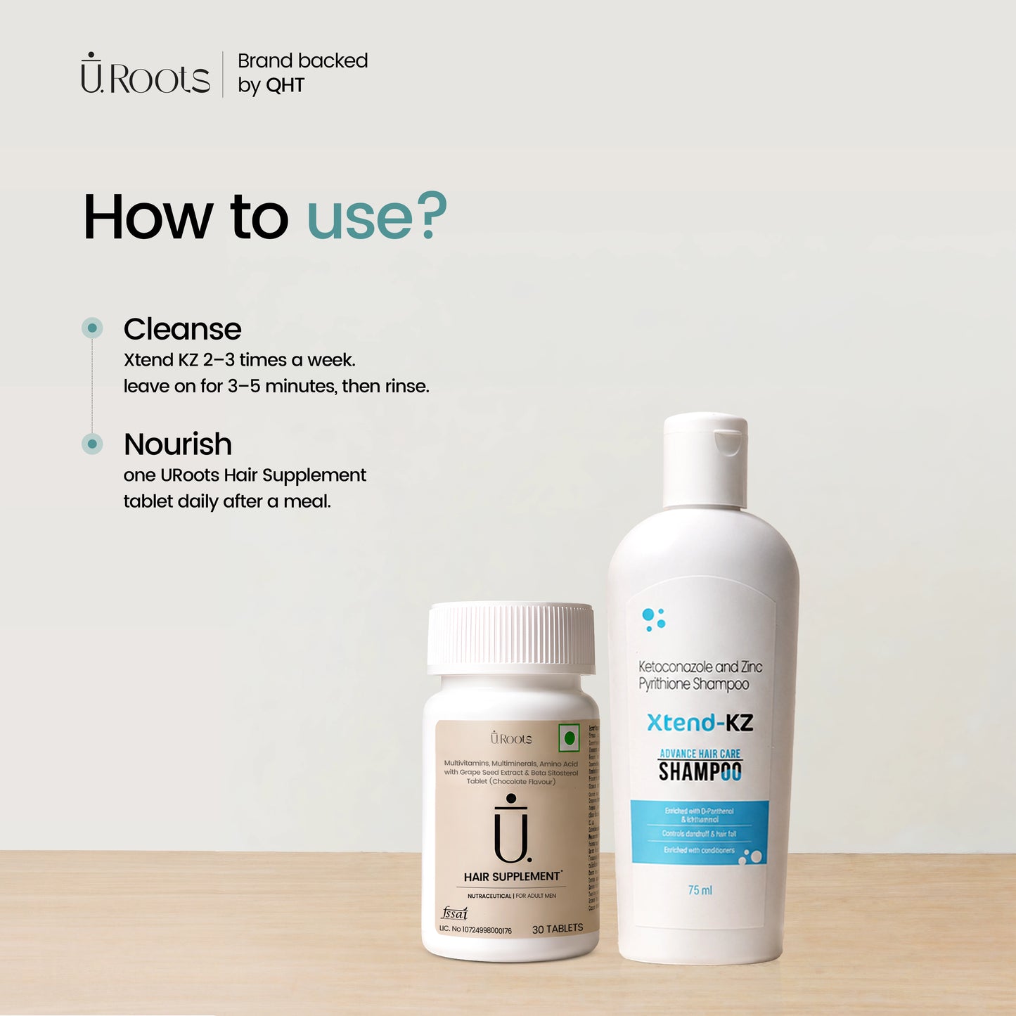 URoots Clinical Scalp Cleansing & Internal Hair Nourishment Duo Kit | 2-Piece Kit | For Men & Women