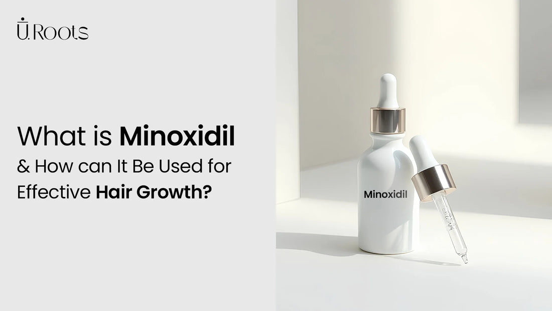 Minoxidil bottle and dropper used for effective hair growth treatment