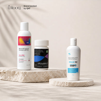 URoots Complete Hair Care System Kit — Ketoconazole Shampoo + Minoxidil + Daily Supplement for Men