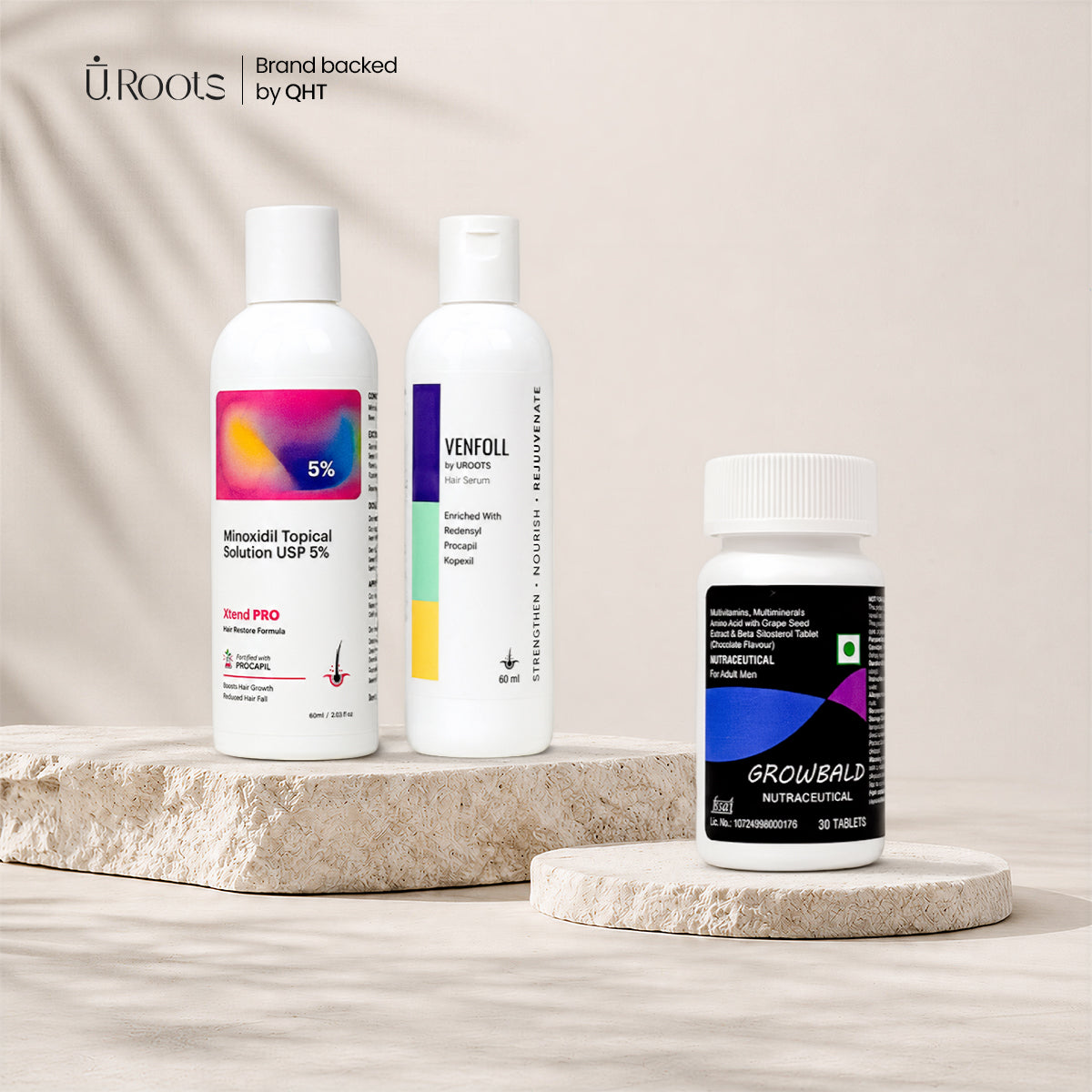 URoots Advanced Hair Regrowth Kit | Venfoll + Xtend PRO + Growbald