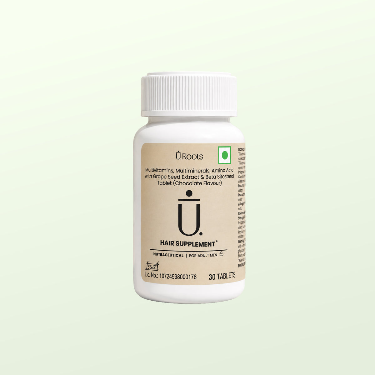 URoots Hair Growth Multivitamin | DHT Control + Biotin | 30 Tablets | Men & Women