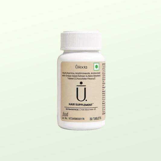 URoots Hair Growth Multivitamin | DHT Control + Biotin | 30 Tablets | Men & Women