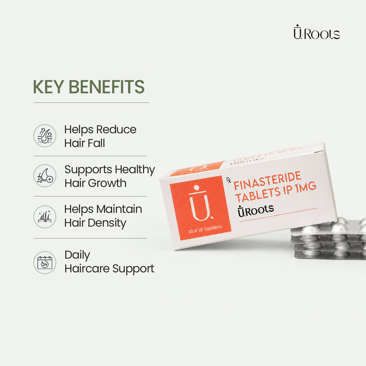 URoots Finasteride Tablets IP 1mg | 3 Strip Value Pack