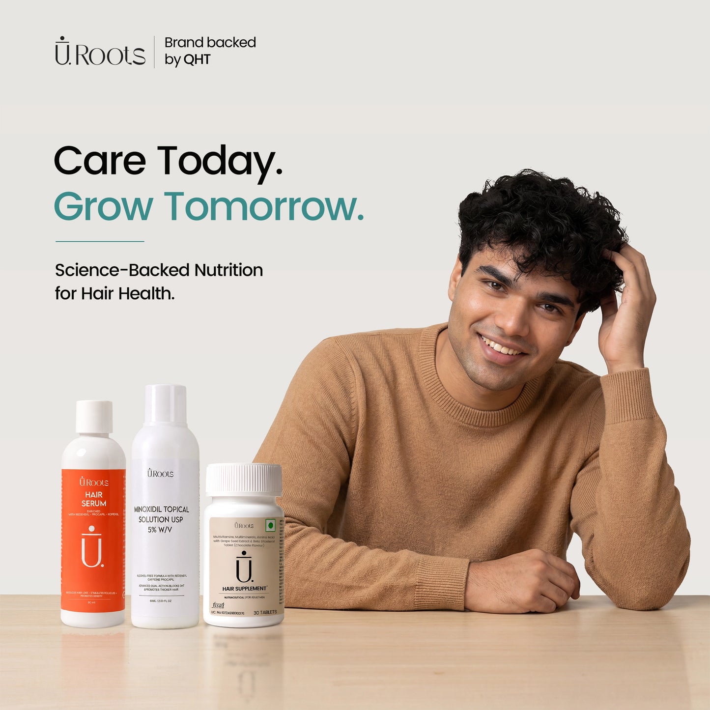 URoots Hair Regrowth Kit | URoots Hair Serum + Minoxidil 5% + Hair Wellness Supplement