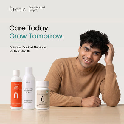 URoots Hair Regrowth Kit | URoots Hair Serum + Minoxidil 5% + Hair Wellness Supplement