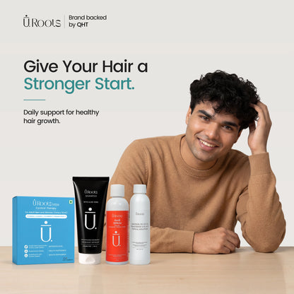 URoots Advanced Men's Hair Kit | Minoxidil + Finasteride + Shampoo + Supplement | 4-Piece | For Men