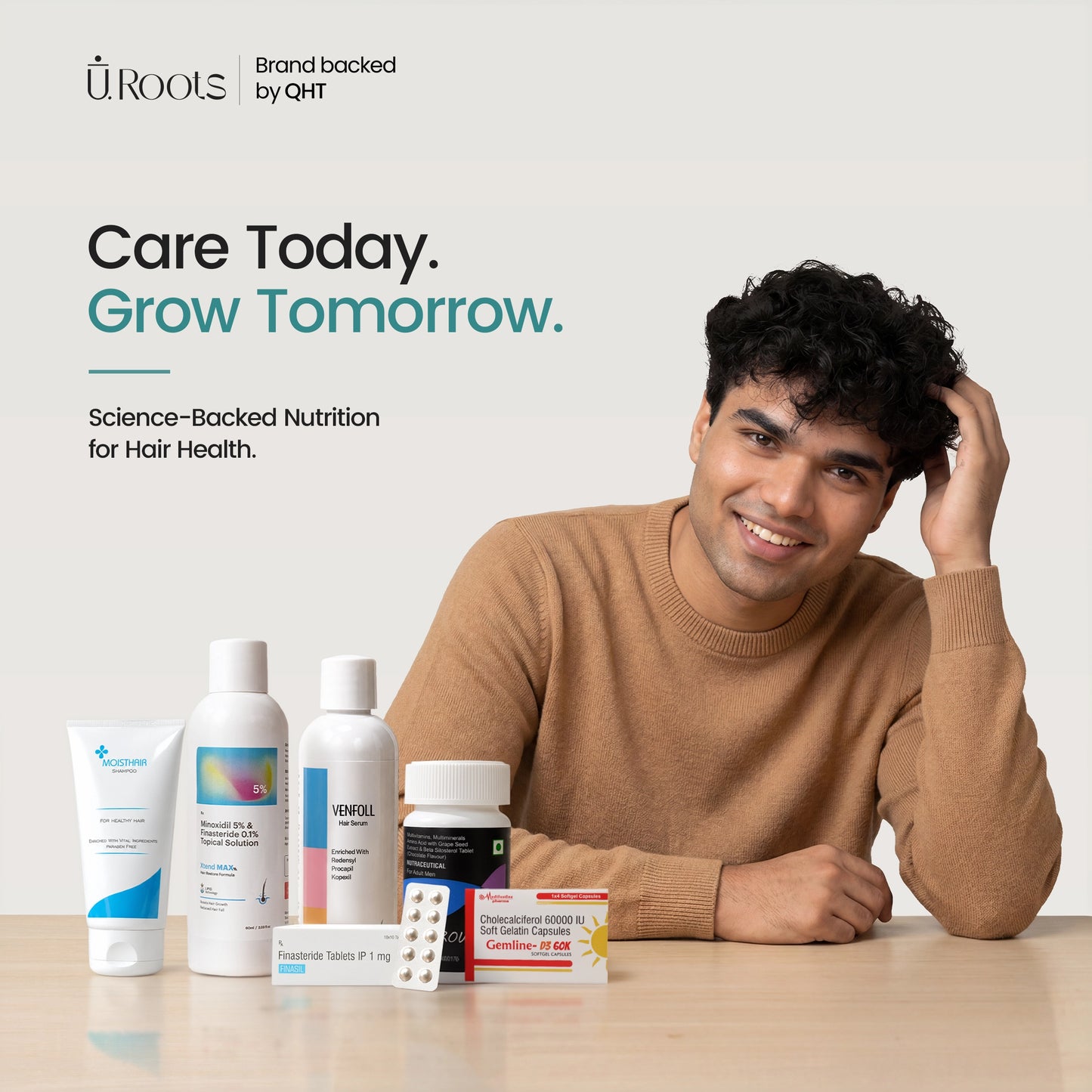 URoots Advanced Hair Density Care Kit for Men | Scalp Wellness Bundle