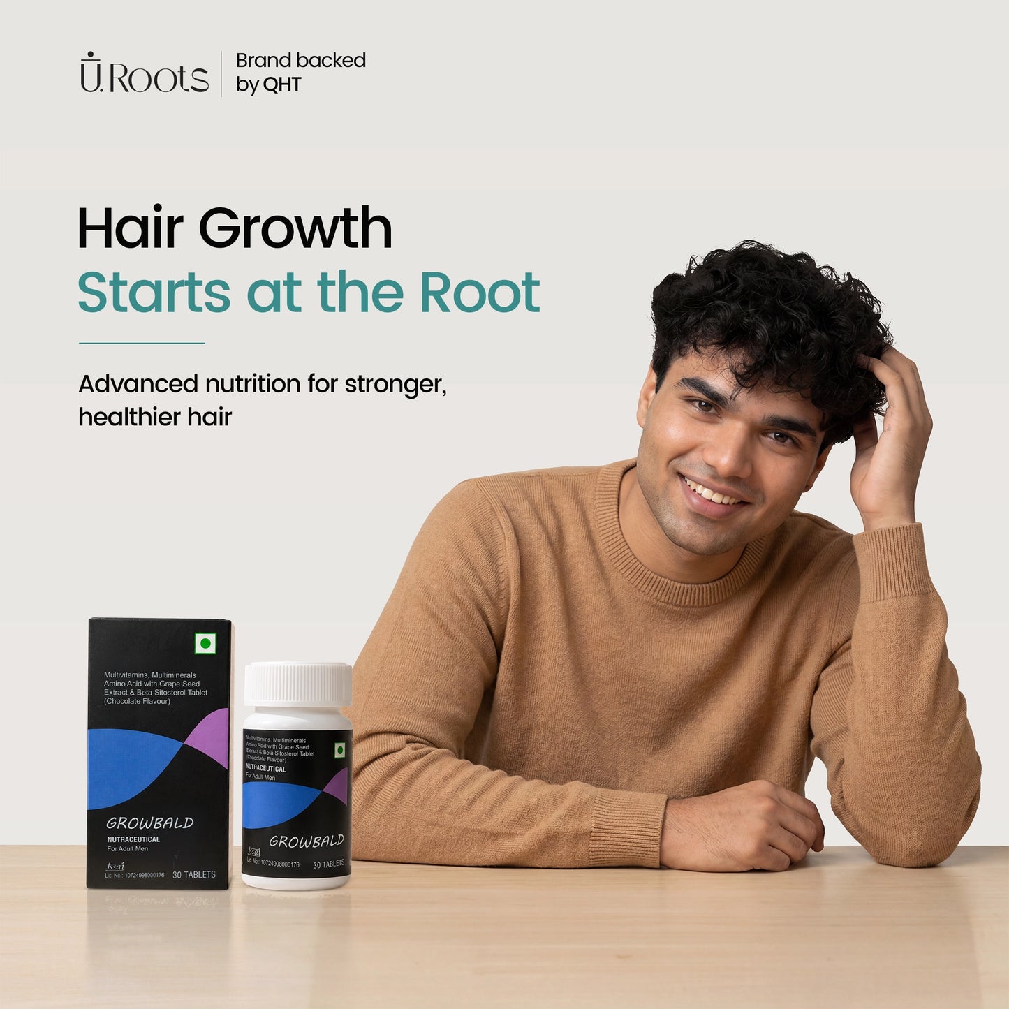 Growbald Daily Hair Wellness Multivitamin for Men