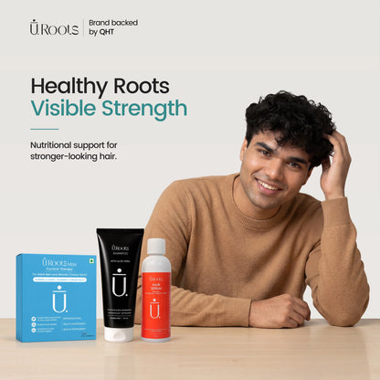 URoots Daily Hair Care Kit | Hydrating Shampoo + Serum + Supplement | 3-Piece | Men & Women