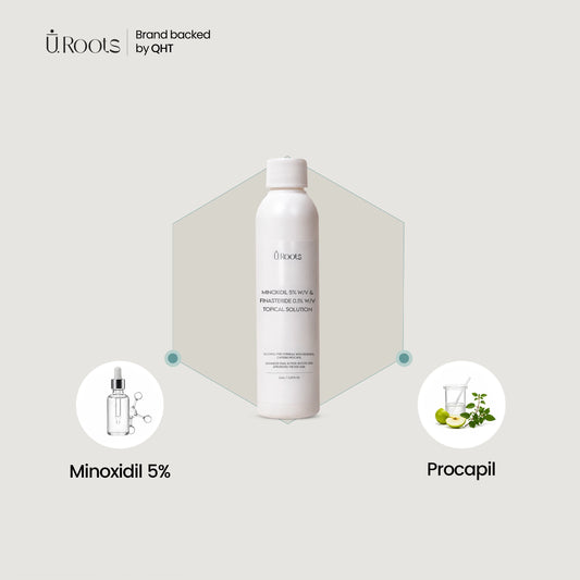 URoots 5F+ | Minoxidil 5% + Finasteride 0.1% Hair Loss Solution | 60ml | For Men
