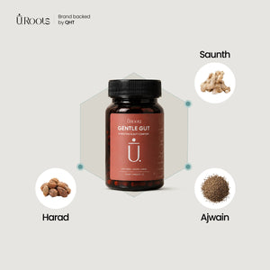 URoots Gentle Gut | Probiotic Supplement | Gut Health + Digestion | 30 Capsules