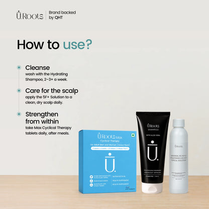 URoots Hair Fall Control Kit | Scalp Revival 3-Step Routine
