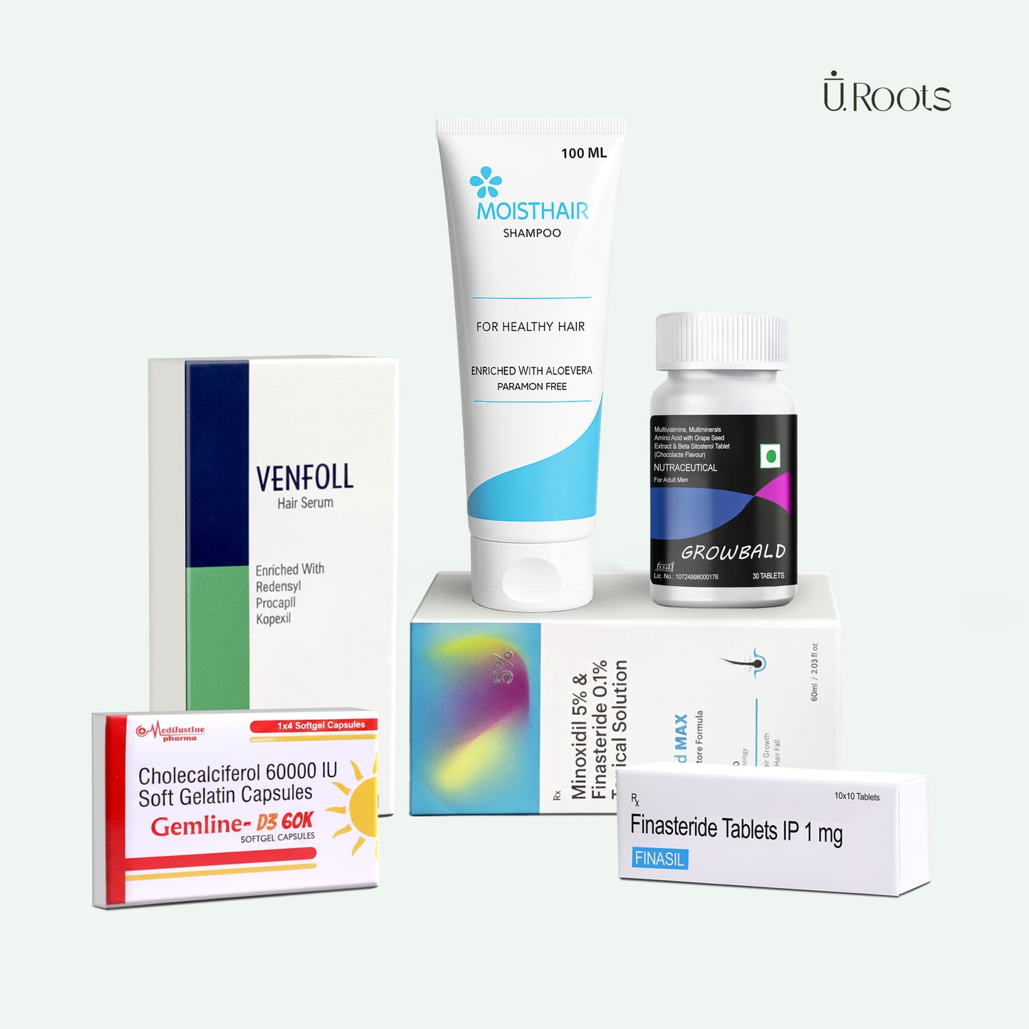 URoots Advanced Hair Density Care Kit for Men | Scalp Wellness Bundle
