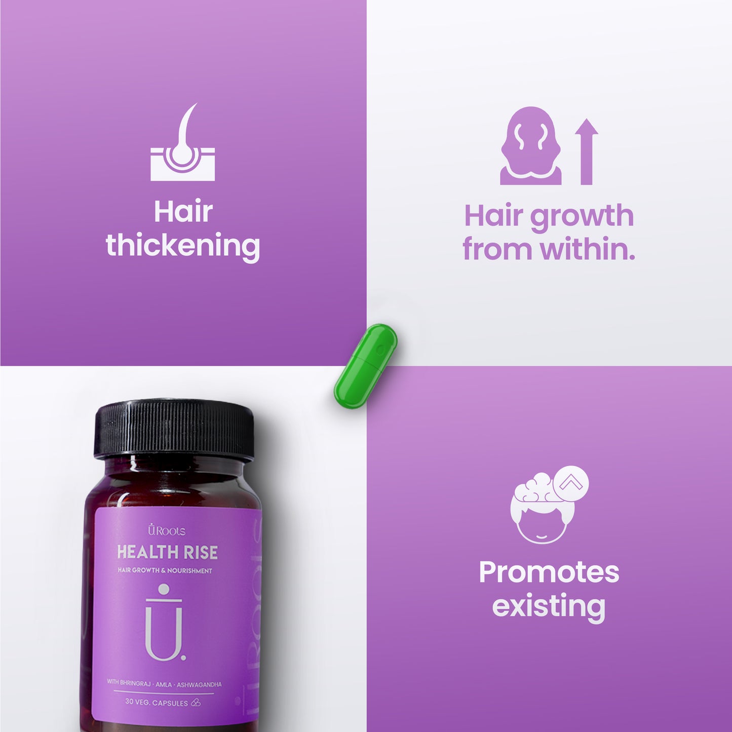 Health Rise Ayurvedic Wellness Tablets | 10-Herb Daily Hair & Body Support